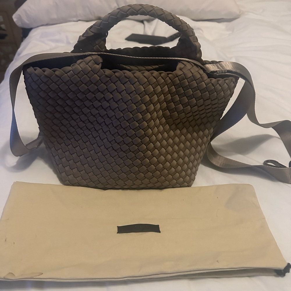 Naghedi Taupe Woven Tote Bag